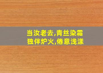 当汝老去,青丝染霜 独伴炉火,倦意浅漾